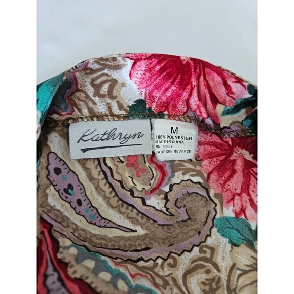 VTG 90s Y2K Floral Paisley Beigh Satin Camisole Tank Top Lingerie Sz M Kathryn - Picture 7 of 9